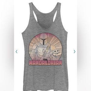 The mandalorian grogu din djarin pink gray Tank Top Star Wars shirt